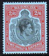 Bermuda GVI 1938-53 2/6d Black & Red Perf. 13 Definitive, MNH, SG 117d - Bermuda