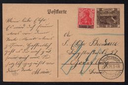 SAAR - SAARGEBIET - SARRE - GROSSRRROSSELN / 7-5-1921 ENTIER POSTAL TAXE - CHANGEMENT D UNITE  (ref 6713) - Storia Postale