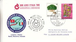 Saint Marin - Lettre De 1985 - Oblit San Marino - Vol Spécial Locarno Venise - Cachet De Milano Linate - Storia Postale