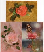 3 Cartes Postales Glacées "ROSES" - Neuves - Blumen