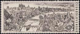 Czechoslovakia / Stamps (1967) 1586: Year Of Tourism - Prague City (Prague Castle, Charles Bridge); Painter: B. Housa - Cuco, Cuclillos