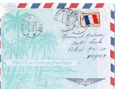 TAHITI - Lettre Illustrée Envoi Par Avion . Cachet " Poste Aux Armées " - Storia Postale