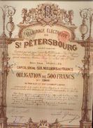 « Eclairage électrique De SAINT PETERSBOURG SA » - Obligation De 500 Francs (1897) - Electricité & Gaz