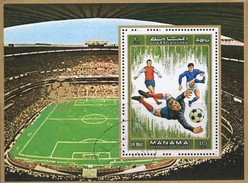 Fußball-Spiel 1972 Manama Block 139 O 2€ Torwart-Parade Sport Hojas Football Bloc Soccer S/s Art Sheet VAE Adschman - Usati