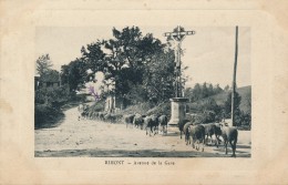 CPA 09 RIMONT Avenue De La Gare  Avec Calvaire Troupeau De Moutons Berger - Sonstige & Ohne Zuordnung