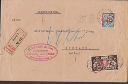 Danzig RADELET & Co. Einschreiben R-Label DANZIG 1923 Cover Brief HEERLEN Holland Grosses Staatswappen 1000M (2 Scans - Covers & Documents