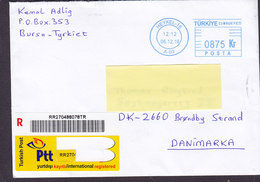 Turkey Registered Recommandé Einschreiben Label HEYKEL 2016 Meter Cover Brief BRØNDBY STRAND Denmark - Briefe U. Dokumente