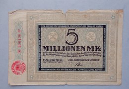 Allemagne -  5 Millionen  Mark DUISBURG 1923 -  Billet De La Période D'inflation - 5 Miljoen Mark