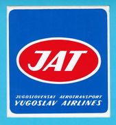 JAT - YUGOSLAV AIRLINES ... Vintage Official Sticker * National Airways * Plane * Avion * No. 5 - Adesivi