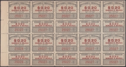 REP-265 CUBA REPUBLICA REVENUE. CIRCA 1950. 20c SEGUROS DE ABOGADOS. INSURANCE LAWYER BLOCK 10 MNH. - Postage Due