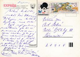 M0139 - Czechoslovakia (1989) 541 01 Trutnov 1 (postcard: City Trutnov); Ex-postcard; Tariff: 3,50 Kcs; Stamp: WWF !!! - Cartas & Documentos