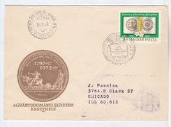 1972 HUNGARY FDC AGRICULTURE Giorgikon Stamps Cover Farming - Agriculture