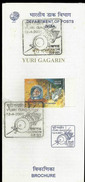 Yuri Gagarin 2001 Indian Stamped Folder First Man In Space From USSR Russia Weltraum Espace Spaceship Cosmonaut Aeronaut - Asien