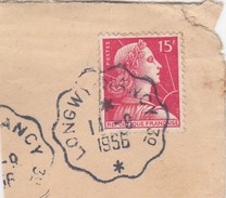 FRAGMENT.  MARIANNE DE MULLER. 15F.  OBLITERATION  AMBULANT  LONGWY-NANCY 3°  11/9/1956  / 1 - Sonstige & Ohne Zuordnung