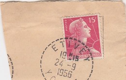 FRAGMENT.  MARIANNE DE MULLER. 15F.  OBLITERATION  PERLE   YONNE ETIVEY  24/9/1956  / 2 - Sonstige & Ohne Zuordnung
