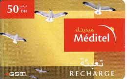 Morocco Meditel GSM 50 DH Recharge Phonecard, Birds, Used - Morocco