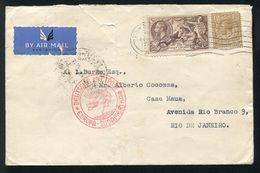 GREAT BRITAIN SEAHORSE GEORGE FIFTH GERMAN AIRMAIL BRAZIL CHRISTMAS DAY 1935 - Storia Postale