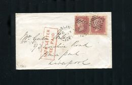 IRELAND GREAT BRITAIN VICTORIA 1861 LATE FEE DUBLIN LIVERPOOL - Marcophilie