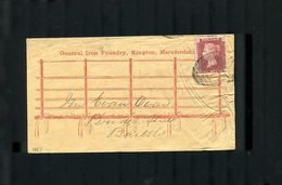 GREAT BRITAIN ADVERTISING 1867 IRON FOUNDRY HEREFORDSHIRE BUILTH WALES - Storia Postale