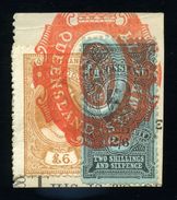 QUEENSLAND STAMP DUTY SUPERB PIECE QV AND KE7 - Gebruikt