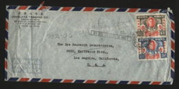 HONG KONG GEORGE V1 AIRMAIL COVER TO USA - Enteros Postales