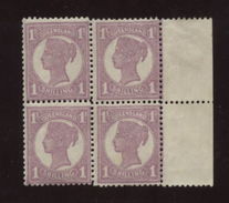 AUSTRALIA/QUEENSLAND 1897 1/- BLOCK-MNH! - Mint Stamps
