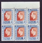 SOUTH AFRICA 1937 CORONATION KING GEORGE 6TH VARIETY BLOCK OF 6 - Ohne Zuordnung