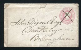 GB STATIONERY VICTORIA CROSS 1d PINK ENVELOPE MANUSCRIPT BELLINGHAM 1862 - Storia Postale
