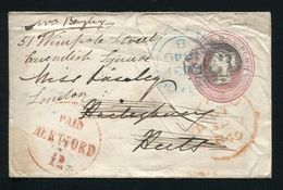 GREAT BRITAIN STATIONERY VICTORIA PENNY PINK BRIGHTON HERTFORD U.P.P. POSTMARK - Covers & Documents