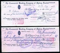 AUSTRALIA / IRELAND 1968/69 CHEQUES - Assegni & Assegni Di Viaggio