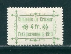 SWITZERLAND VAUD CRISSIER TAX 1913 - Fiscaux