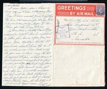 WORLD WAR TWO BRITISH FORCES RAF EGYPT CHRISTMAS AIRLETTER 1943 BRITISH COLUMBIA - Marcophilie