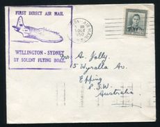 NEW ZEALAND / AUSTRALIA FLYING BOAT COVER 1950 - Poste Aérienne