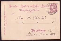 GERMANY 1897 DRESDEN POSTCARD - Postes Privées & Locales