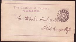 GERMANY 1892 "HANSA" DRESDEN RAILWAY POSTAL STATIONERY - Postes Privées & Locales