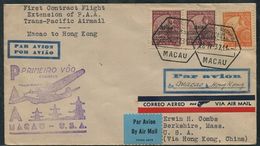 MACAU HONG KONG FIRST FLIGHT PANAM USA 1937 BERKSHIRE MASS - Otros & Sin Clasificación