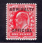 GB EDWARD 1d ADMIRALTY OFFICIAL OVERPRINT - Zonder Classificatie