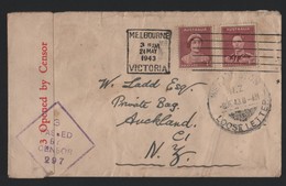 AUSTRALIA NEW ZEALAND GEORGE SIXTH CENSOR MARITIME 1943 LOOSE LETTER WELLINGTON - Poststempel
