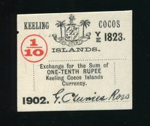 COCOS KEELING ISLANDS 1902 RUPEE CURRENCY NOTE CLUNIES ROSS - Otros – Oceanía