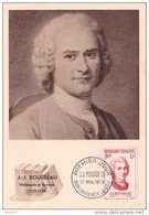 France N°1084 - Jean Jacques Rousseau - Carte Maximum - 1950-1959