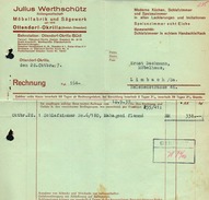 A6542 - Alte Rechnung - Ottendorf Okrilla - Julius Werthschütz - Möbelfabrik Und Sägewerk Nach Limbach 1937 - 1900 – 1949