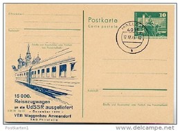 DDR P79 C28-6-75 Postkarte PRIVATER ZUDRUCK Waggonbau Ammendorf Stpl. 1975 - Privé Postkaarten - Gebruikt