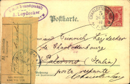 1897, CHARLOTTENBURG 5 Auf Auslandskarte Mit Italienischem Aufkleber. - Machine Stamps (ATM)