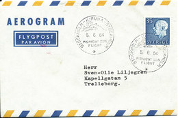 Sweden Aerogramme Midnight Sun Flight Stockholm - Kiruna - Stockholm 5-6-1964 - Storia Postale