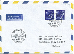 Sweden Air Mail Cover Special Postmark UPPSALA SEKTOR MITT F-16 40 Years 28-8-1983 - Brieven En Documenten