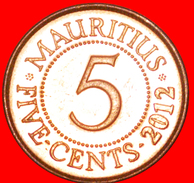 § PORTRAIT: MAURITIUS ★ 5 CENTS 2012 MINT LUSTER! LOW START★ NO RESERVE! - Mauricio