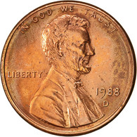 Monnaie, États-Unis, Lincoln Cent, Cent, 1988, U.S. Mint, Denver, TTB+, Copper - 1959-…: Lincoln, Memorial Reverse