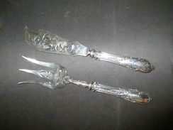 Ancien Couvert De Service En Argent Max Veyrat XIX ème - Silverware