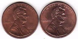 United States, 2 Different 1 Cent Lincoln 2007 + 2007 D - 1959-…: Lincoln, Memorial Reverse