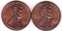 United States, 2 Different 1 Cent Lincoln 1999 + 1999 D - 1959-…: Lincoln, Memorial Reverse